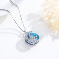 wholesale 925 Sterling Silver Celtic Moon Star Necklace with Blue Crystal Pendant for Women Girls 18th Birthday Gifts-0-2