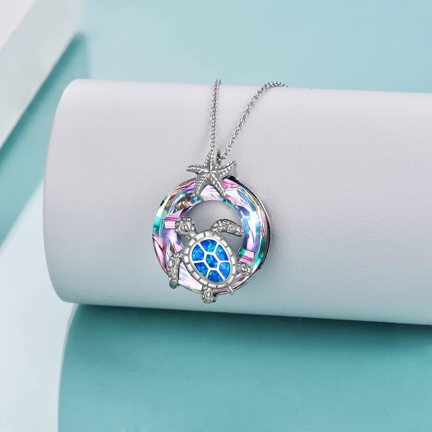 Sterling Silver Crystal Turtle Necklace for Women-0-4