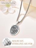 wholesale 925 Sterling Silver St Christopher Medal Necklace for Men Women Catholic Jewelry Protection Gift 43cm Chain Length-0-4