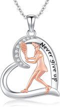 wholesale 925 Sterling Silver Tennis Player Heart Pendant Never give up Sporty s for Women-0-0
