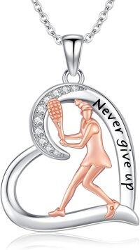 wholesale 925 Sterling Silver Tennis Player Heart Pendant Never give up Sporty s for Women-Tennis