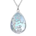 TOUPOP Sterling Silver Moonstone Bunny Teardrop Tree Of Life Pendant Necklace-0-0