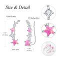 wholesale 925 Sterling Silver Pink Opal & CZ Star Ear Climber Earrings for Women Girls -0-5