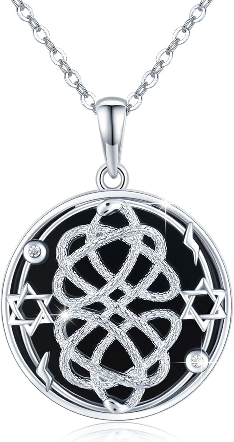 Sterling Silver Celtic Evil Eye Viking Pendant Necklace for Women Men-0-1