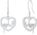 wholesale 925 Sterling Silver Heart Music Note Cubic Zirconia Drop Earrings-0-0