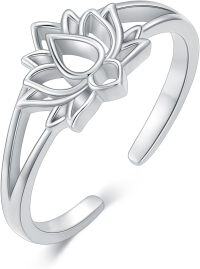 wholesale  Sterling Silver Hypoallergenic Adjustable Open Toe Ring for Women -8 Lotus Ring