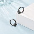 wholesale 925 Sterling Silver Black Gold Plated Celtic Knot Circle Charm Hoop Earrings-0-1