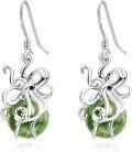 wholesale 925 Sterling Silver Green Stone Octopus Drop Dangle Earrings for Women Christmas Gifts-0-0