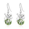 wholesale 925 Sterling Silver Octopus Earrings Wholesale With Green Stone Accents-0-0