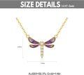 wholesale 14K Gold Purple Enamel Dragonfly Pendant Necklace with Cubic Zirconia - Gifts for Her-0-2