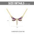 wholesale 14k Yellow Gold Dragonfly Pendant Necklace With Purple Enamel And Lab Diamond-0-2