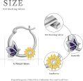 wholesale 925 Sterling Silver Butterfly Sunflower Leverback Hoop Earrings for Women Girls  43mm Diameter-0-5