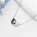 wholesale 925 Sterling Silver Red Crystal Heart Skeleton Hands Coffin Pendant Necklace Gothic Punk Jewelry-0-2