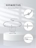 wholesale 925 Sterling Silver Cross Bracelet with CZ Stones and Hammered Finish-0-4