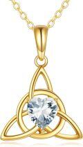 wholesale 14K Gold White Opal Heart Celtic Knot Triquetra Pendant Necklace for Women-0-5