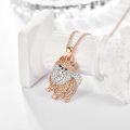 wholesale 925 Sterling Silver & Rose Gold Plated Pomeranian Pendant with Cubic Zirconia, Cute Dog Necklace Gift-0-2