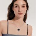 wholesale 925 Sterling Silver Gothic Black Onyx Heart Bat Pendant Necklace-0-5