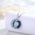 wholesale 925 Sterling Silver Celtic Moon Star Necklace with Blue Crystal Pendant for Women Girls 18th Birthday Gifts-0-1