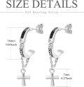 wholesale 925 Sterling Silver Cross Dangle Hoop Earrings for Men & Women-0-5