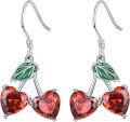 wholesale 925 Sterling Silver Heart-Shaped Red Crystal Cherry Drop Earrings for Women Gift-0-0