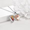 wholesale 925 Sterling Silver Heart Locket with Panda Charm and Photo Insert - I Love You to the Moon Pendant Necklace-0-3