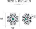 wholesale 925 Sterling Silver Celtic Knot Green CZ Studs - Irish Shamrock Earrings-0-5