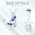 wholesale 925 Sterling Silver Blue Enamel Dragonflies & Butterflies Pendant Necklaces for Women Girls Christian  Ideas-0-5