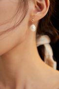 wholesale 925 Sterling Silver Gold-Plated Teardrop Pearl Stud Earrings for Women-0-1