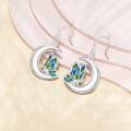 wholesale 925 Sterling Silver Butterfly Crescent Moon Drop Earrings with Green and Blue Enamel Accents-0-1