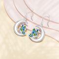 wholesale 925 Sterling Silver Butterfly Crescent Moon Drop Earrings with Green and Blue Enamel Accents-0-1