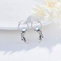 wholesale 925 Sterling Silver Moonstone Cat Hoop Earrings for Women Girls Mothers Day Gift Animal Jewelry 43mm Diameter-0-1