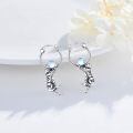 wholesale 925 Sterling Silver Moonstone Cat Hoop Earrings for Women Girls Mothers Day Gift Animal Jewelry 43mm Diameter-0-1