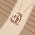 wholesale 925 Sterling Silver Volleyball Player Pendant Necklace with Heart-Shaped Frame and Cubic Zirconia Accents-0-2