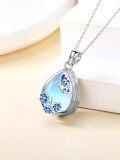 wholesale 925 Sterling Silver Teardrop Moonstone Butterfly Cremation Keepsake Pendant Necklace with Funnel and Fill Tool Set-0-1