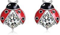 wholesale 925 Sterling Silver Ladybug Stud Earrings Cute Animal s for Women-Ladybug