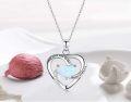 wholesale 925 Sterling Silver Heart Necklace with Opal and CZ Pendant - I Love You to the Moon and Back Jewelry for Women with Gift Box-0-3