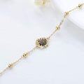 wholesale 14K Gold Solid Rose Sunflower Anklet Bracelet for Women - Birthday & Christmas Gifts for Her/Mom - Beach Foot Jewelry (9 Inches)-0-1