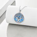 wholesale 925 Sterling Silver Blue Turquoise Triple Moon Goddess Pentagram Pendant Necklace-0-1