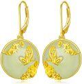 wholesale Natural Jade Earrings For Women 14k Gold Plated Sterling Silver Round Jade Jewelry Birthday Christmas Gifts For Women Mom Her (c-butterfly-gold) -0-0
