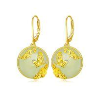 TOUPOP 14K Gold Plated Sterling Silver Jade Earrings for Women-undefined