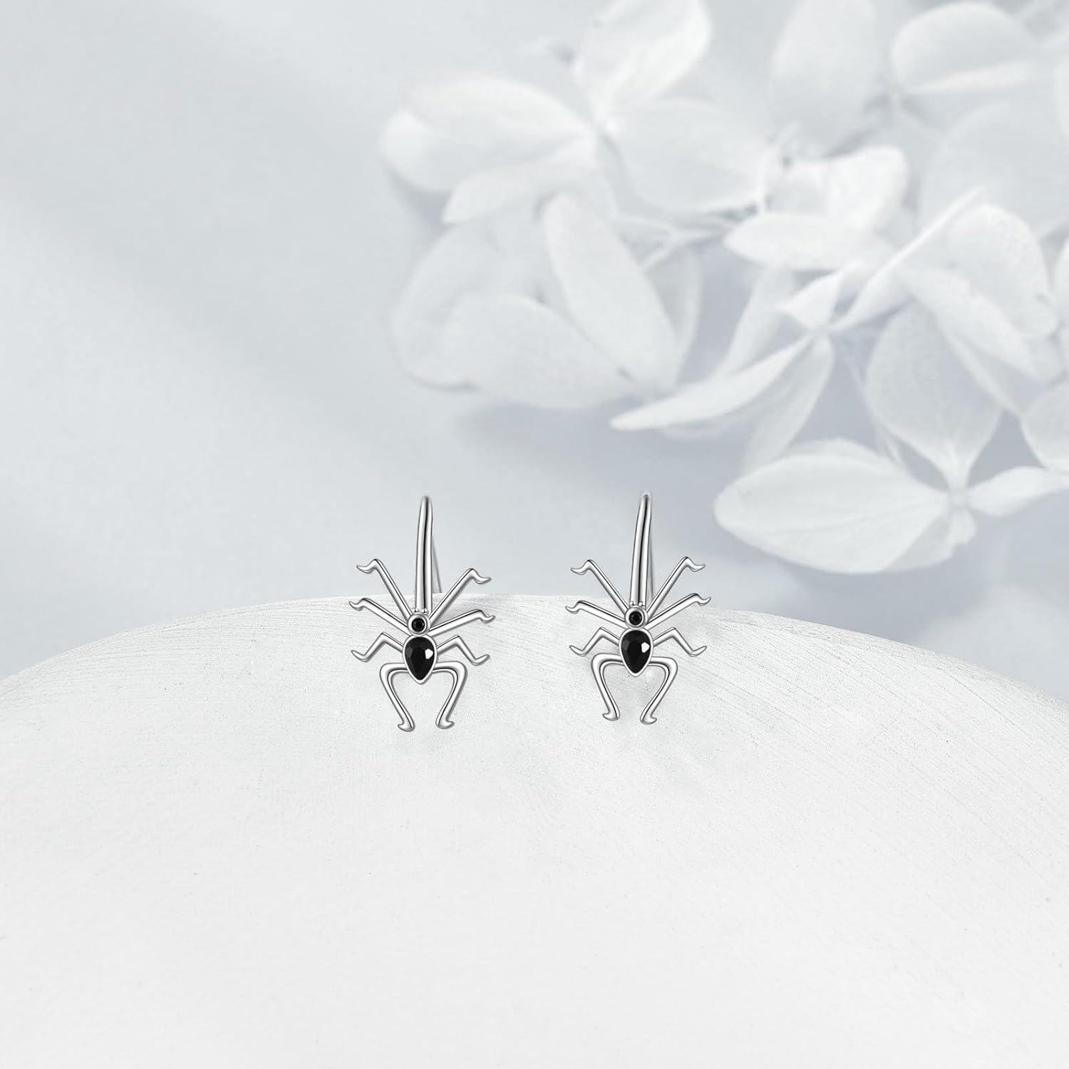 Sterling Silver Spider Earrings for Women Gothic Jewelry Gift for Girls-0-2