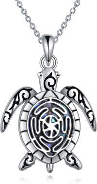 wholesale 925 Sterling Silver Abalone Shell Sea Turtle Pendant Necklace Ocean Jewelry for Women-Abalone