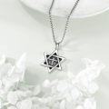wholesale 925 Sterling Silver Cross Pendant with Black Stone and Cubic Zirconia Accents - 6 Pointed Star of David Necklace for Men & Women-0-4