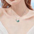 wholesale 925 Sterling Silver Green Enamel Four-Leaf Clover Pendant Necklace for Women-0-1