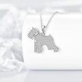 wholesale 925 Sterling Silver Cubic Zirconia-Cut Schnauzer Dog Pendant Necklace for Women Gifts-0-2