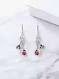 TOUPOP Silver Ladybug Stone Animal Earrings-0-4
