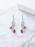 TOUPOP Silver Ladybug Stone Animal Earrings-0-4