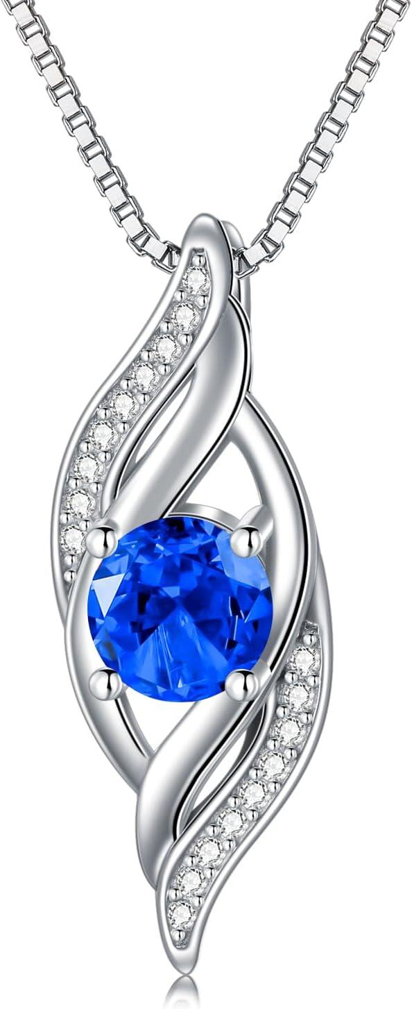 wholesale Sterling Silver Birthstone Infinity Necklace for Women Love Jewelry Gift-09-Sep.-Sapphire