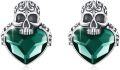 wholesale 925 Sterling Silver Red Crystal Heart & Skull Stud Earrings - Gothic Jewelry for Women and Men-0-0