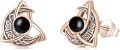 wholesale Rose Gold 925 Sterling Silver Celtic Moon & Triquetra Stud Earrings - Vintage Good Luck  for Her-0-0